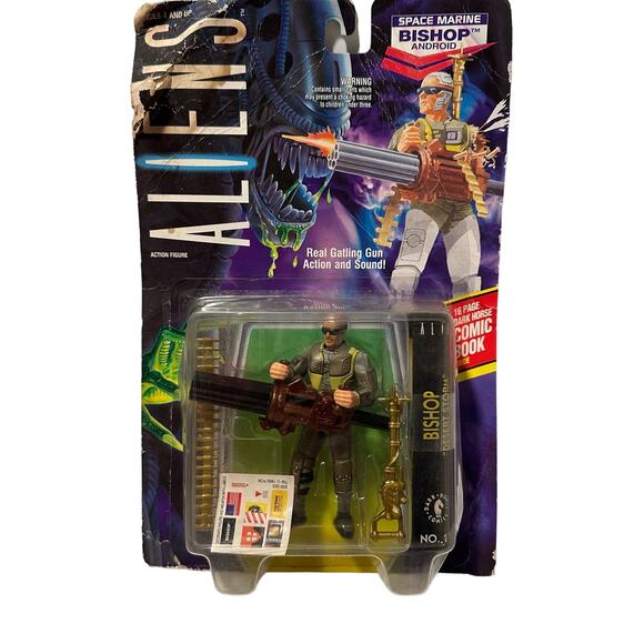 Aliens Bishop Android Space‎ Marine Action Figure Gatling Gun Comic Book - Picture 1 of 10